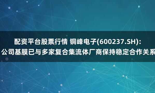 配资平台股票行情 铜峰电子(600237.SH): 公司基膜已与多家复合集流体厂商保持稳定合作关系